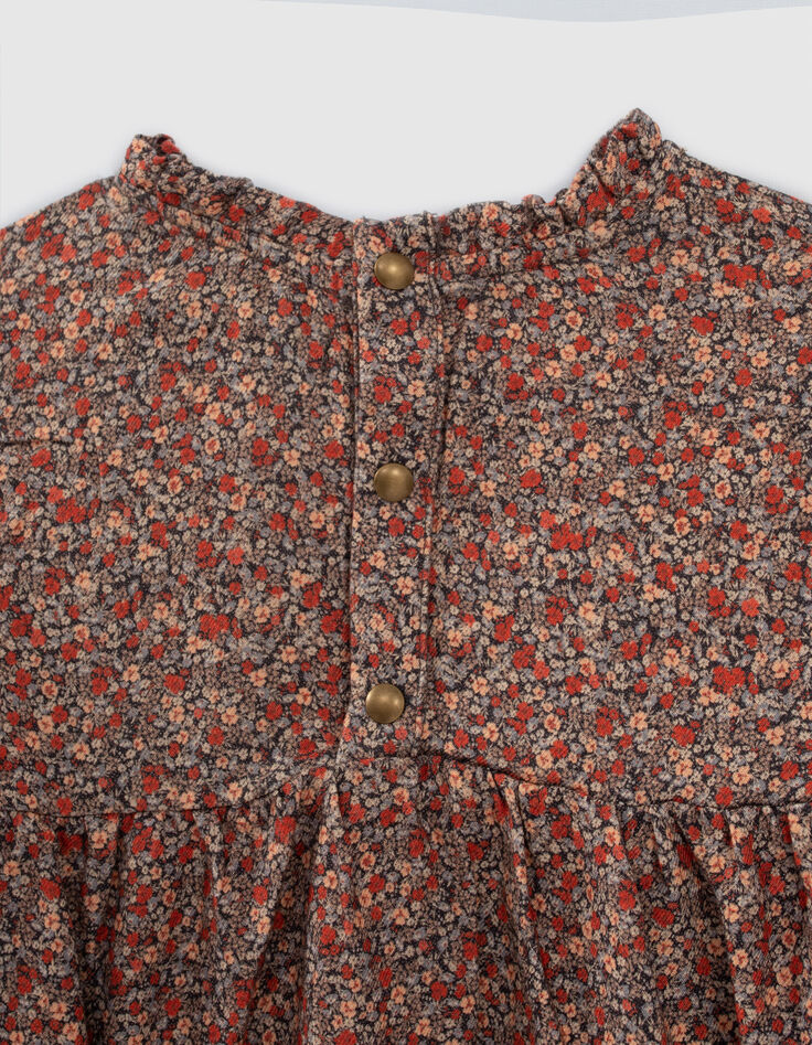 Girls’ navy micro-flower print blouse-4