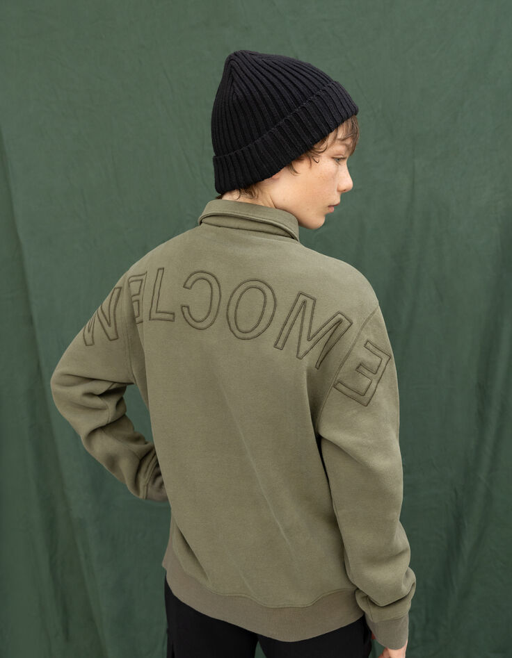 Maxisweatshirt, Jungen, Khaki, Stick-Botschaft hinten-8