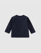 Baby boy's navy organic cotton T-shirt,  neon look slogan-3