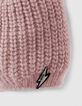 Baby girls’ powder pink fur-lined knit beanie with pompom-2