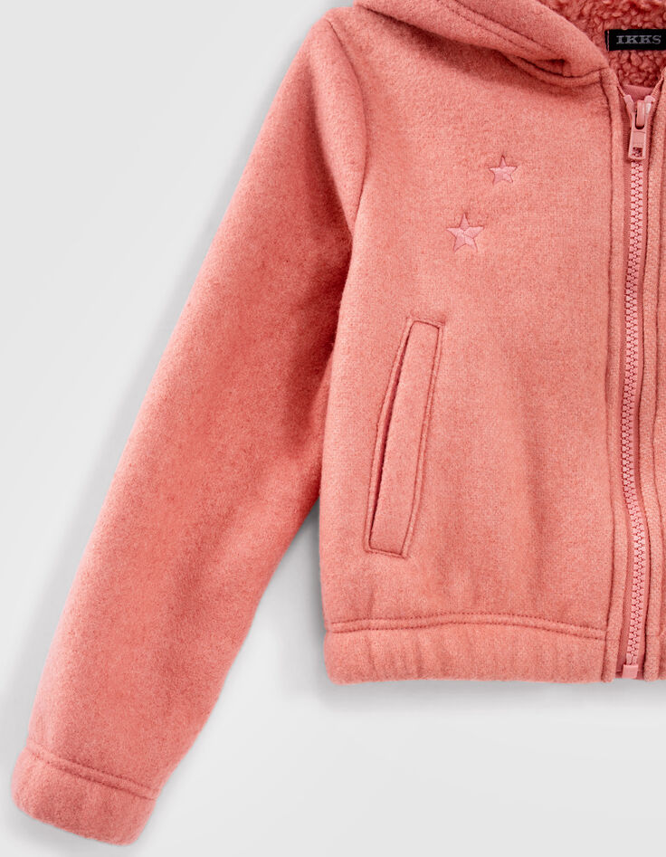 Cardigan bois de rose feutré intérieur Sherpa fille-4