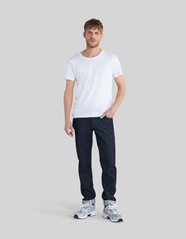 Camiseta blanca de algodón modal para hombre-5