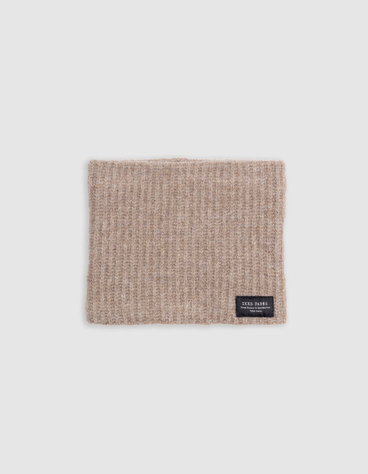 Boy's camel thick-ribbed knitted snood-2