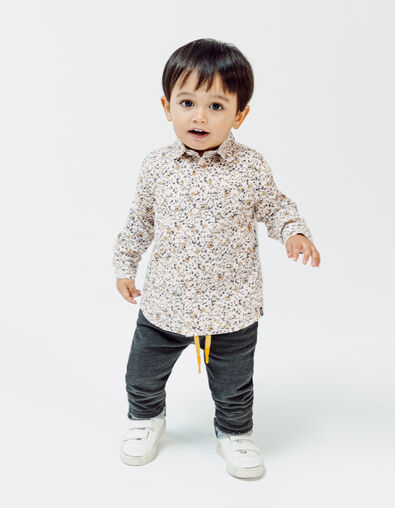 Baby boys’ white organic cotton shirt with flower print - IKKS