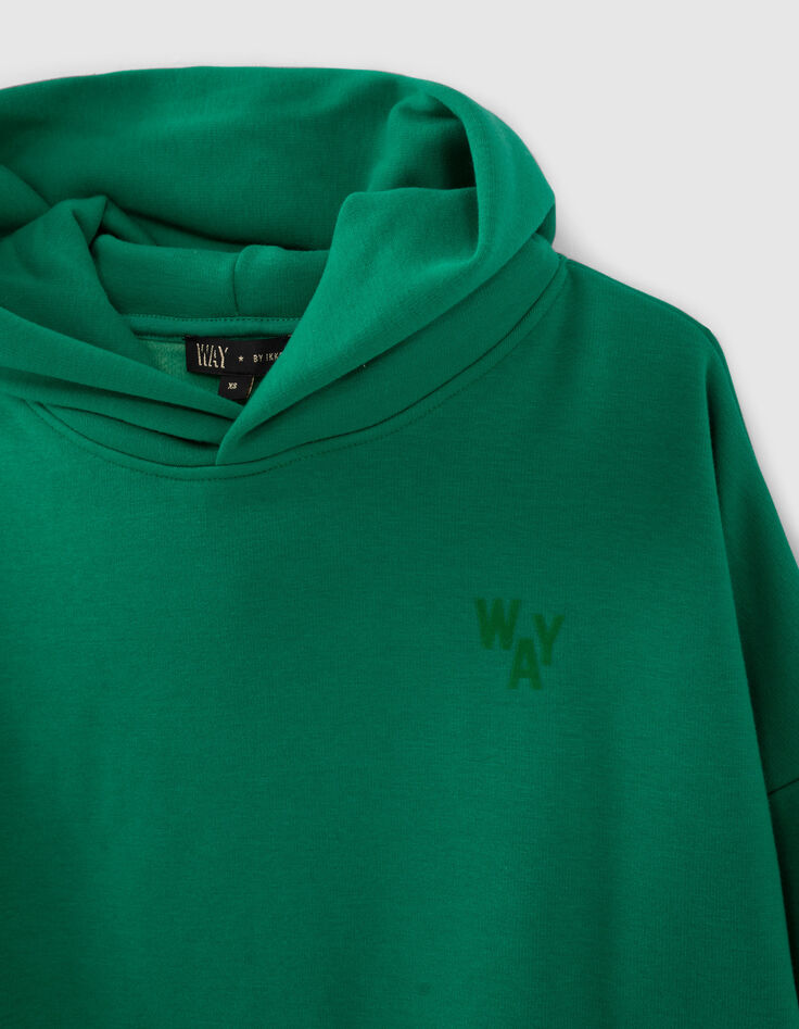 Grünes Crop-Mädchensweatshirt mit Flockierung hinten-4