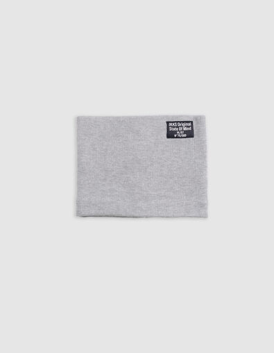 Boy's grey recycled knit rubber logo snood - IKKS