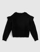 Girls’ black knit ruffled cardigan-3