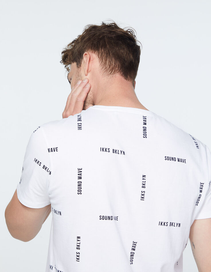 Weißes Herren-T-Shirt mit Print Sound Wave IKKS Bklyn-6