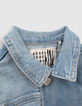 Baby boys’ blue denim jacket with detachable hood-5