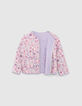 Girls’ off-white jacket with violet flower print-3