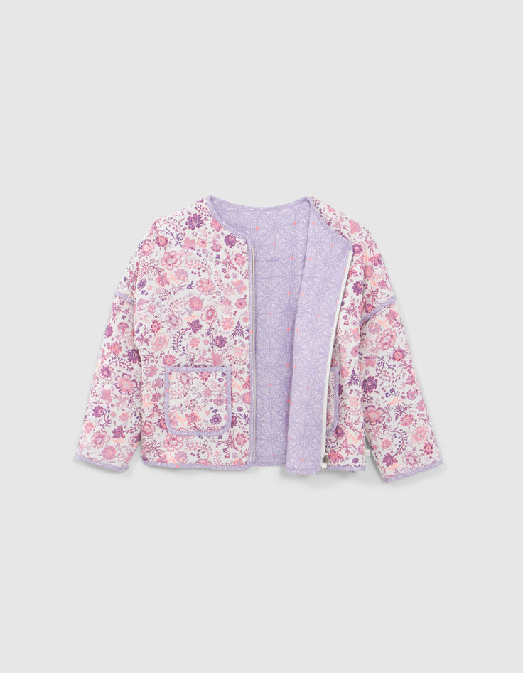 Veste blanc cassé imprimé fleurs parme fille-3