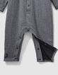 Pelele gris jaspeado rayas print detrás algodón bio bebé-4
