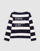 Girl’s sailor-stripe T-shirt, studded lightning and slogan-3