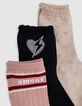 Pink, gold and black girls' socks-4