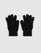 Girl's black glitter knit gloves-3