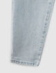 Girls’ blue organic cotton elasticated paperbag jeans-4