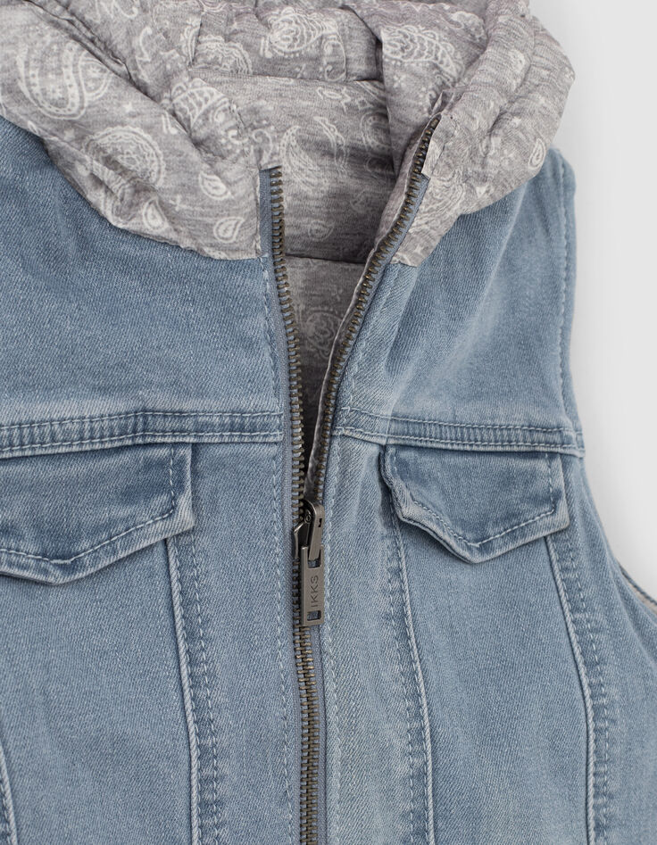 Doudoune réversible jean bleu et gris sans manches garçon-4