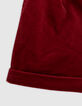 Girls' burgundy corduroy shorts with bow and belt-5