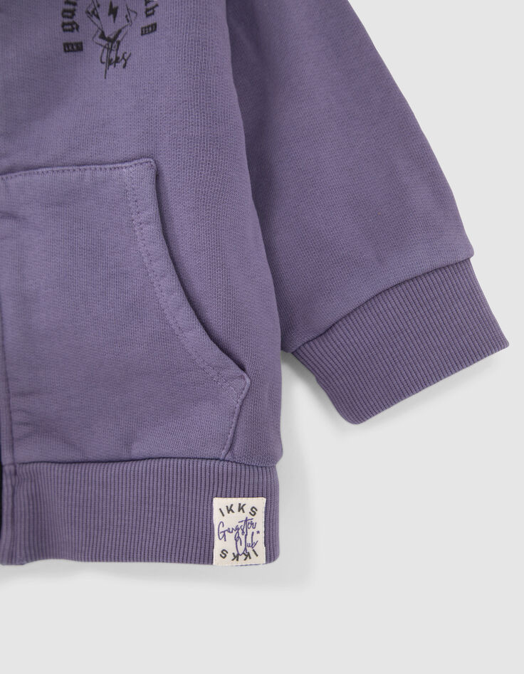 Baby boys’ violet hooded cardigan with print on back-5