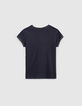 Girls’ navy Essential organic cotton T-shirt-2