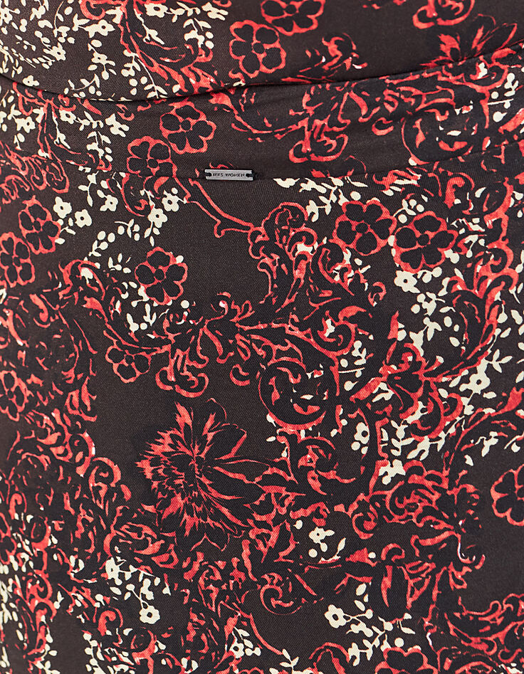 Midi-Damenrock mit Blumenprint und Rüsche-4