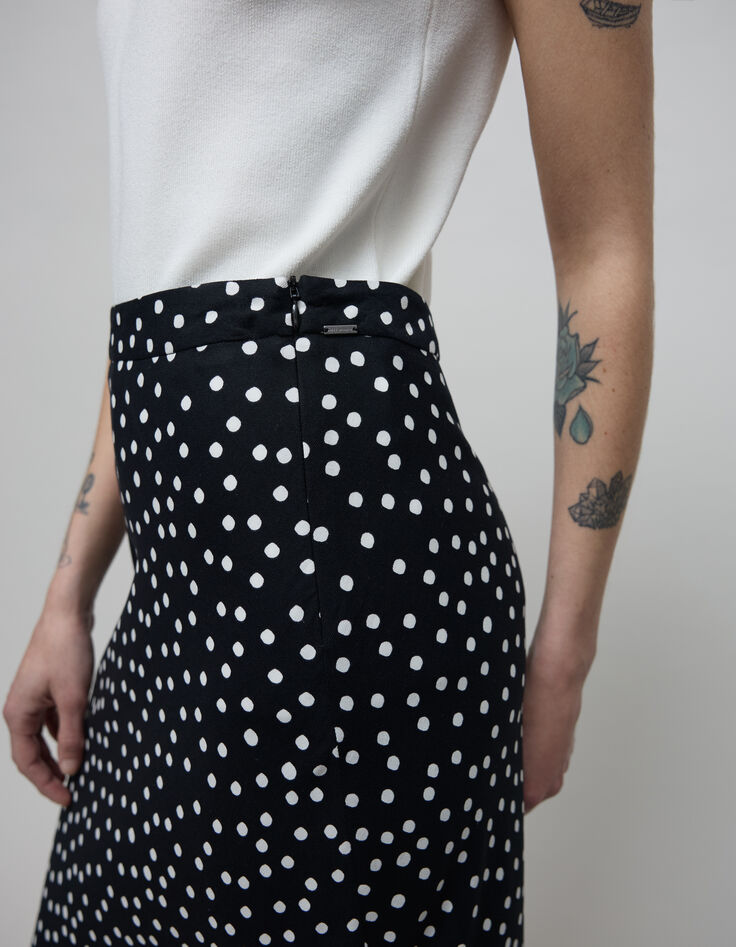 Black midi skirt LENZING™ ECOVERO™ women's polka dot print-6