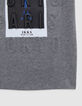 Grey boy's embossed message T-shirt with Polaroid effect-4