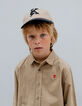 Boy’s camel corduroy shirt with embroidered lightning-K-2