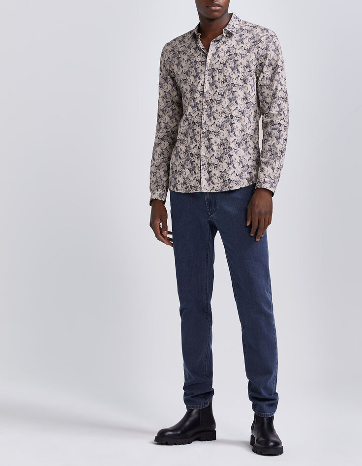 Camisa slim acero tejido Liberty rosas hombre-6