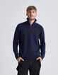 Men’s navy knit IKKS x DUVILLARD zip-neck sweater-3