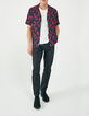 Men’s black REGULAR shirt with pink floral print-8