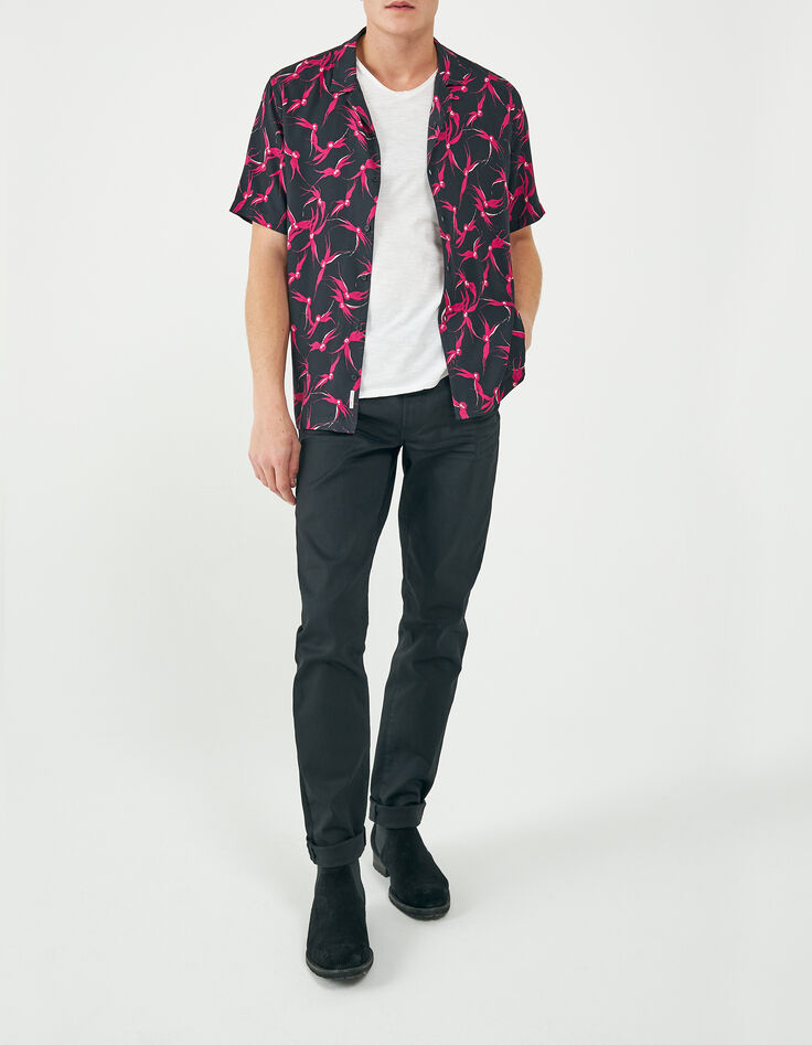 Men’s black REGULAR shirt with pink floral print-8