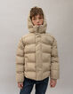 Boy's beige down jacket with removable hood-1