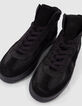 Sneakers noires montantes en cuir et cuir velours Homme-4