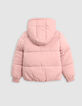 Girl's pink 2-in-1 down jacket with sherpa vest-5