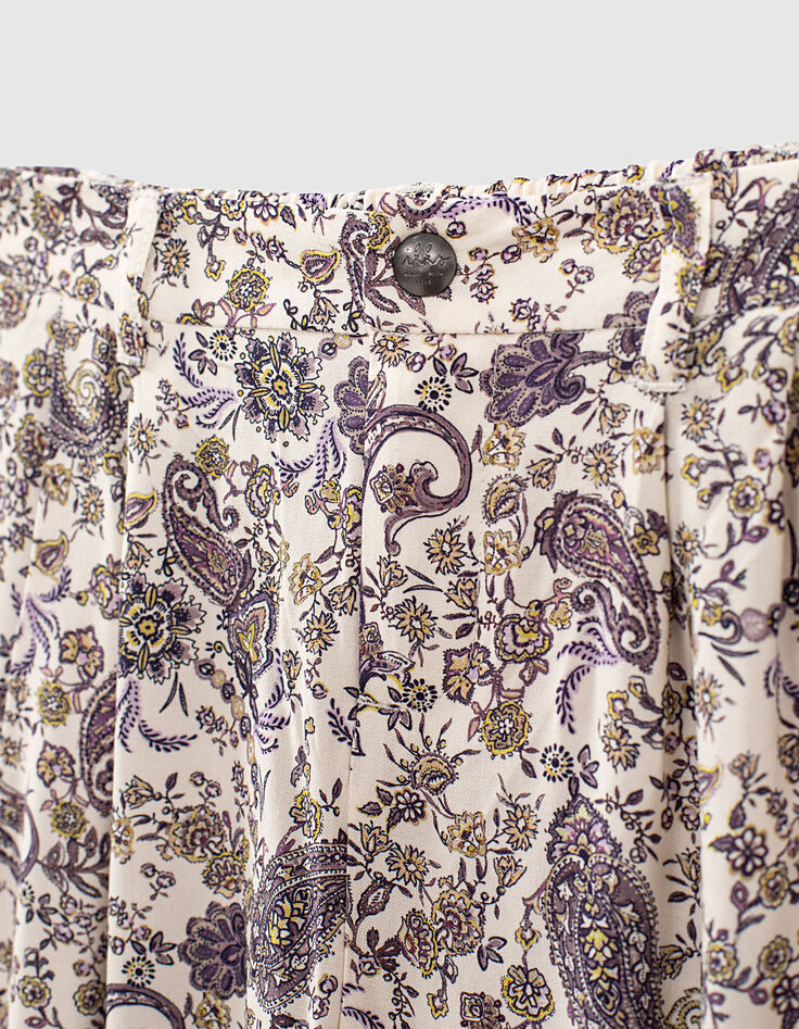 Weite Mädchenhose aus Ecovero® mit Paisley-Print in Ecru-2