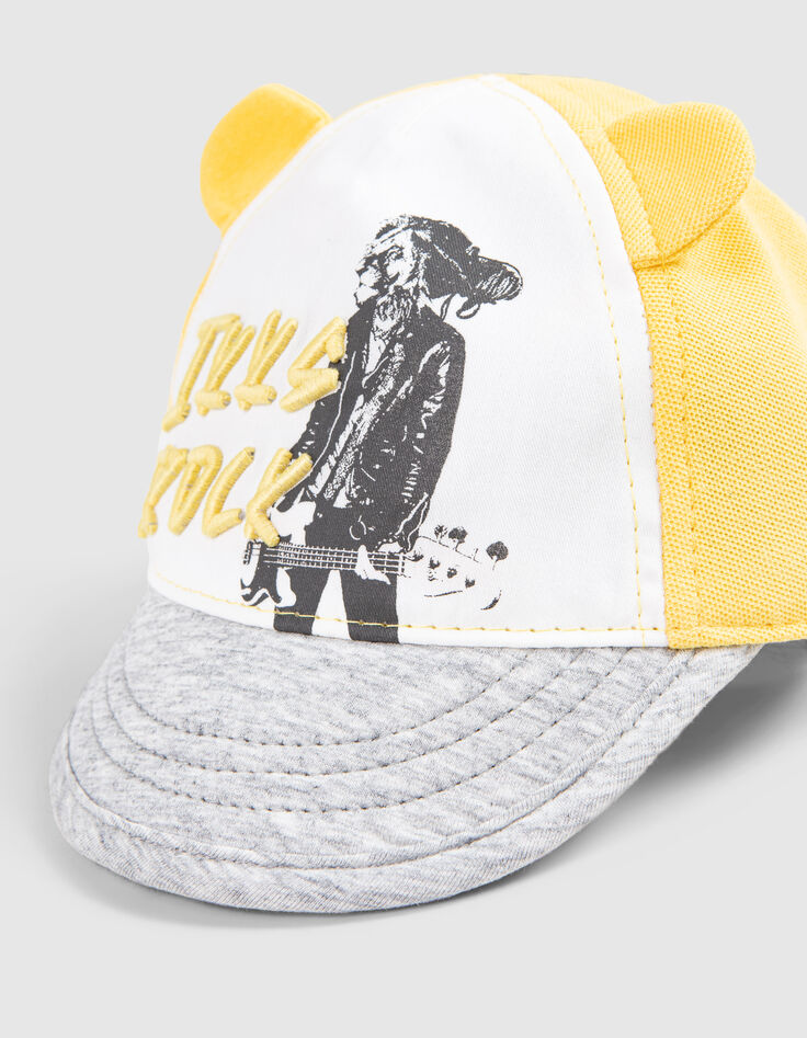 Baby boys’ yellow, white, grey embroidered cap-5