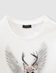 Girls' off-white winged leopard-cat image T-shirt-2