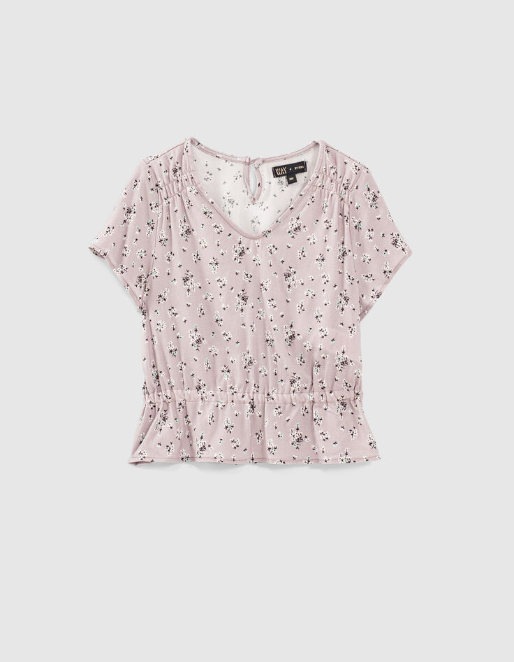 Cropped Mädchenbluse mit Mikro-Blumen-Print in Parma-1