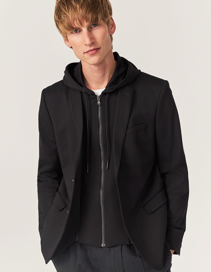 Veste noire Interlock à parementure amovible Homme-7