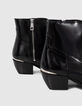 Women’s black leather boots with metal bars-5