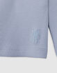 Girl's sky-blue rib-knit T-shirt-6