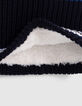 Baby Junge navy gestrickt pelzigen Snood-4