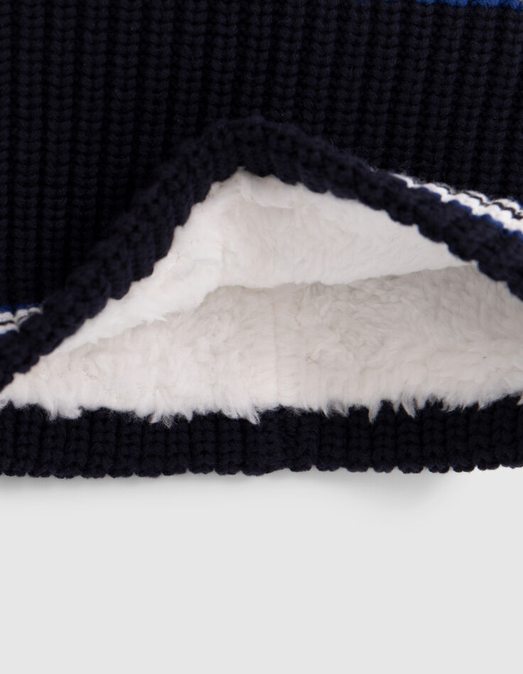 Baby boy navy knitted furry snood-4