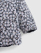 Baby girl's navy and floral print reversible down jacket-7