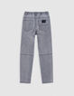 Jean JOGGER gris découpes genoux garçon-4