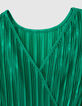 Robe longue verte plissée fille-4