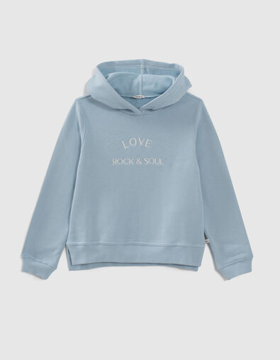 Girls’ light blue hoodie with embroidery on front - IKKS