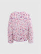 Girls’ off-white jacket with violet flower print-7