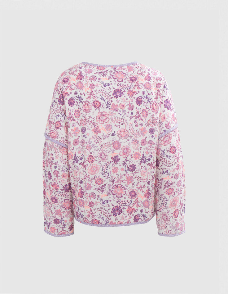 Veste blanc cassé imprimé fleurs parme fille-7